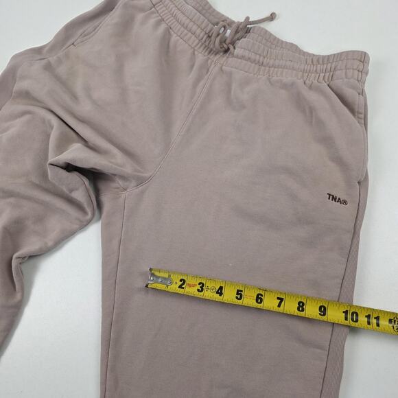 TNA Sweatpants Womens XL Taupe Sweatfleece Terry Fleece Boyfriend Joggers Cuffed - Picture 12 of 14
